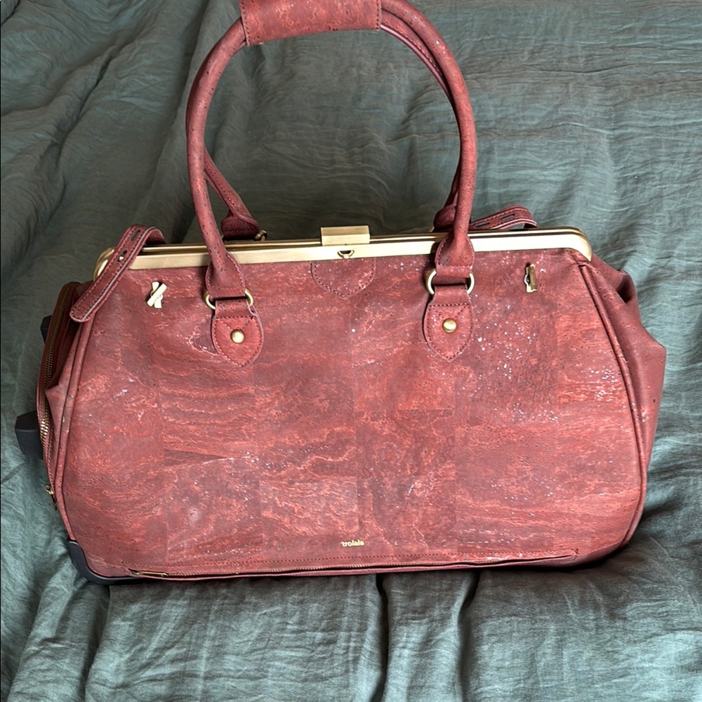 Brown Cork Leather bag Trolala laflore paris packing cubes and luggage adapter - Picture 5 of 14